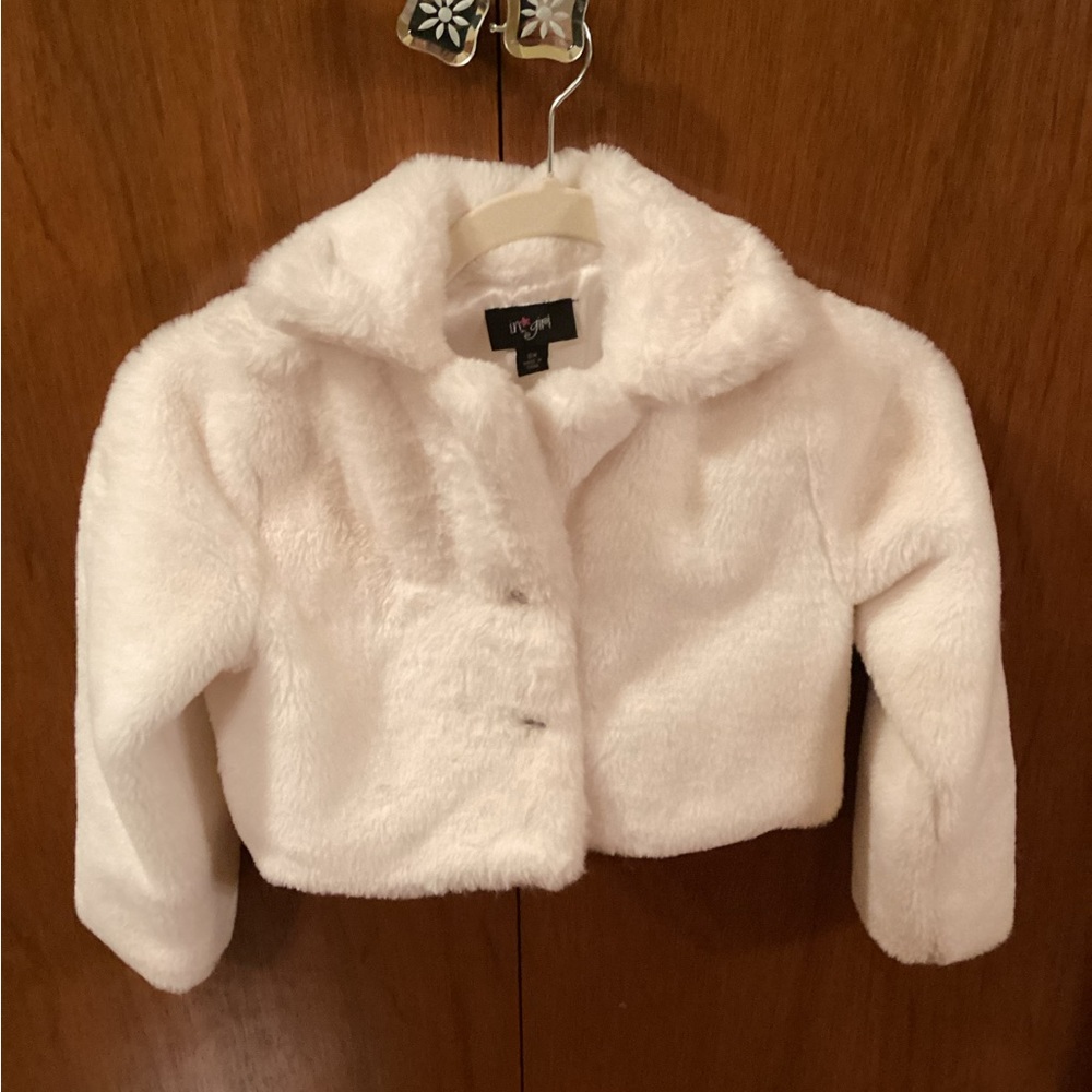 White Faux Fur Kids Jacket